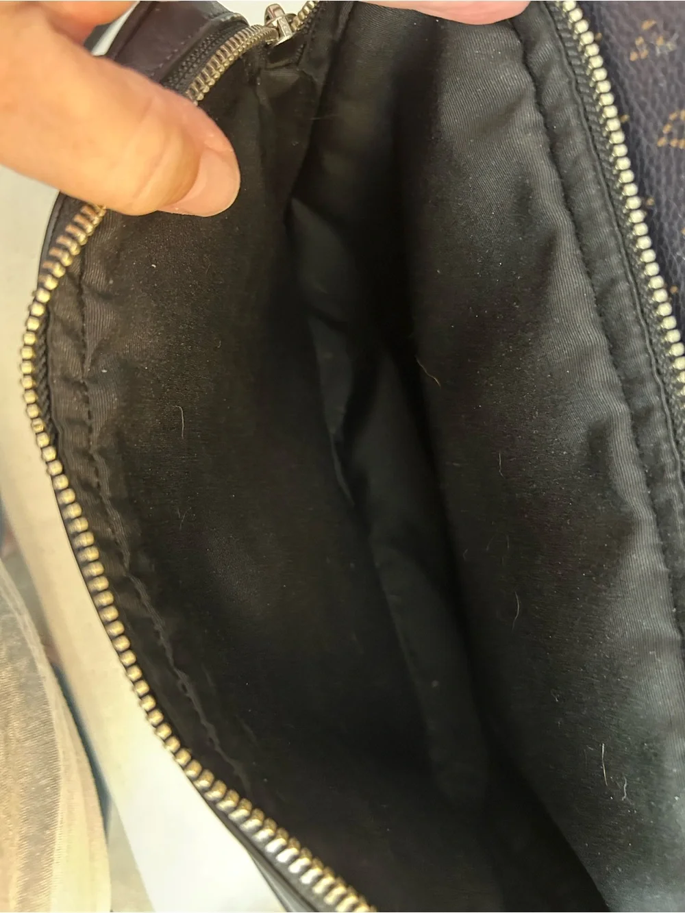 Coach Men's navy Backpack with tan/gold Logo Print